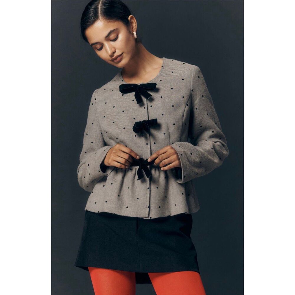 Maeve by Anthropologie Peplum Dot Jacket M